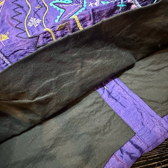 Vintage Chicos Purple Silk Button Down Embroidered Patterned Jacket Size 1 - Picture 11 of 11